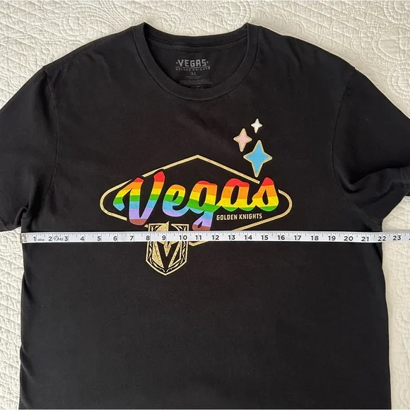 Rare Vegas Golden Knights VGK Black Rainbow Pride T-Shirt Gold Foil Size XL - Picture 5 of 7